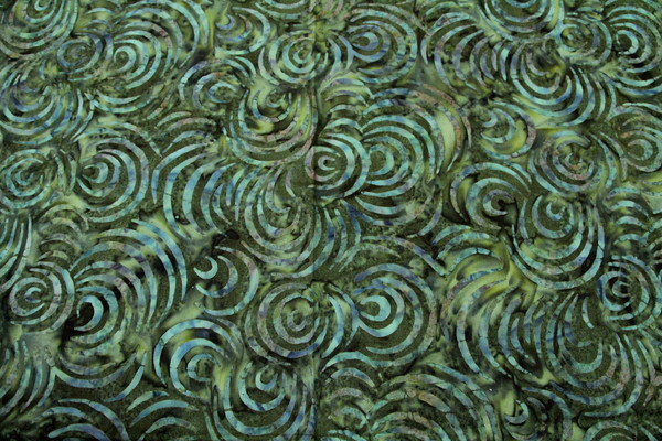 Olive Batik Cotton with Multi-Coloured Curves