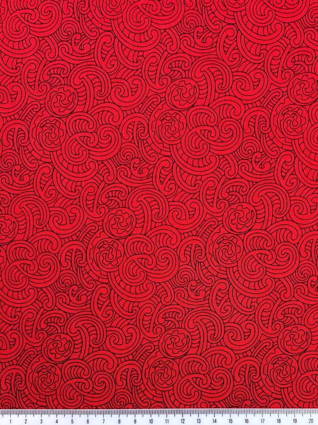 Red Ponga Koru Design Kiwiana Cotton