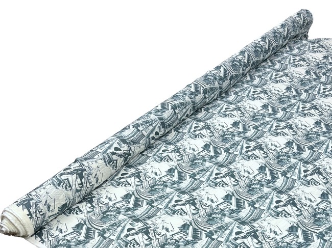 Viscose Teal City Scape