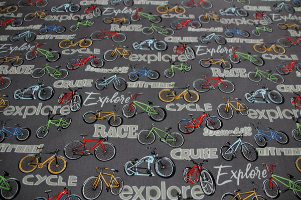 On Two Wheels - Words, Premium Printed Cotton New Image
