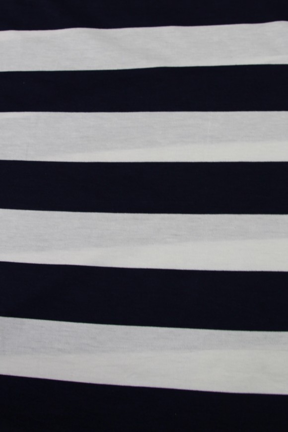 Navy & Cream Wide Stripes Cotton Lycra