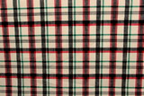 Green, Red & Black Checked Stretch Linen Blend