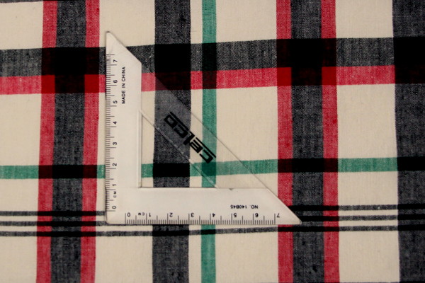 Green, Red & Black Checked Stretch Linen Blend