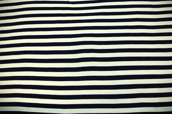 Navy & Cream Wide Stripe Ribbed Cotton T-shirting