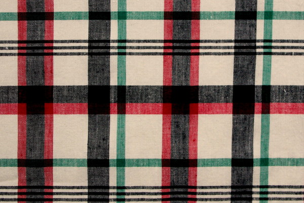 Green, Red & Black Checked Stretch Linen Blend