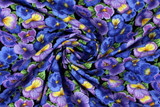 Purple Tone Pansy's on Black Premium Printed Cotton