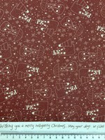 Cocoa Snowman on Printed Cotton