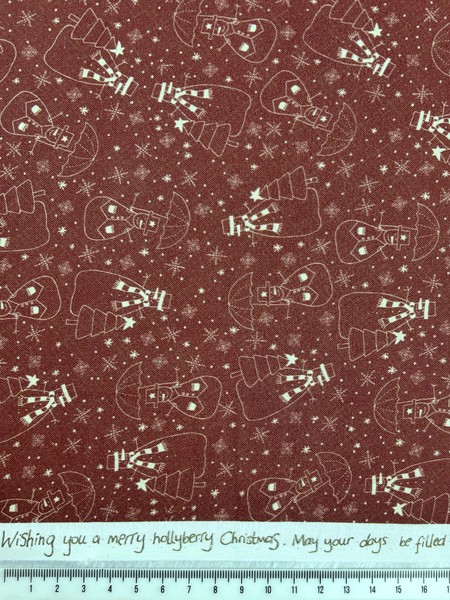 Cocoa Snowman on Printed Cotton