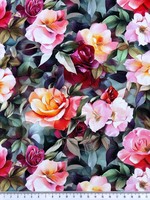 Roses in Pinks & Greens Digital Printed Rayon