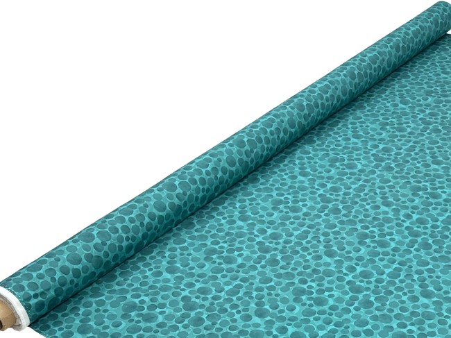 Teal Bubbles on Printed Cotton