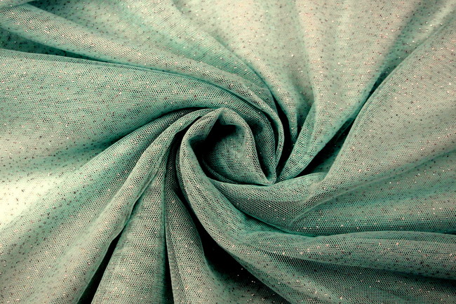Silver Sparkle on Light Aqua Soft Netting