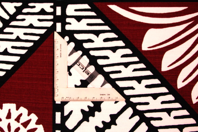 Maroon & Black Tapa Design on Ivory Dobby Cotton