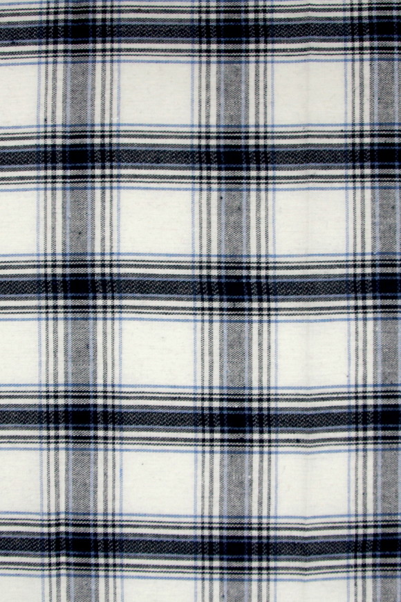 Navy, Light Blue & White Checked Linen