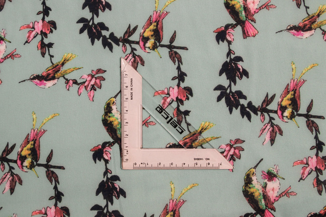 Hummingbird on Aqua Chiffon