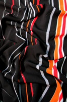 Slashes & Stripes on Black Light-Weight Polyester Crepe