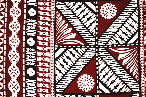 Maroon & Black Tapa Design on Ivory Dobby Cotton
