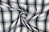 Navy, Light Blue & White Checked Linen