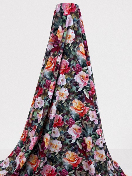 Roses in Pinks & Greens Digital Printed Rayon