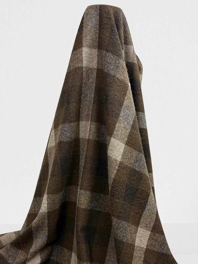 Brown Tones Brushed Checked Wool Blend