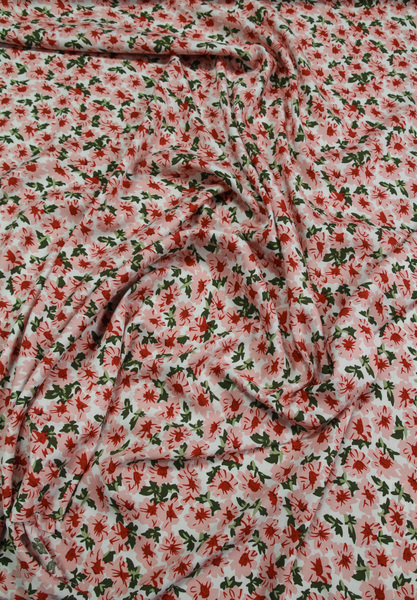 Spring Peach Flowers on Soft White Rayon