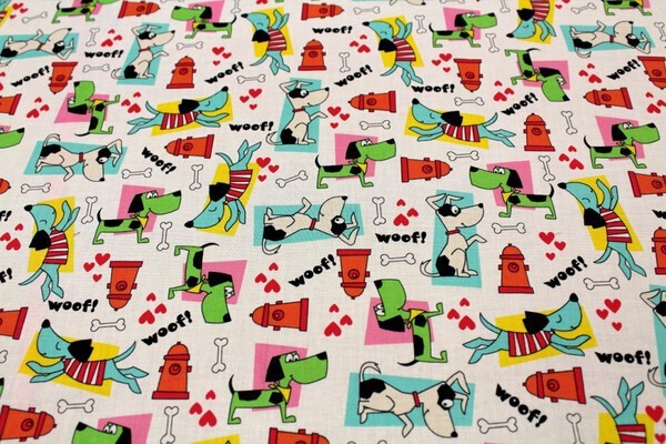 Woof Woof Dog Printed Cotton