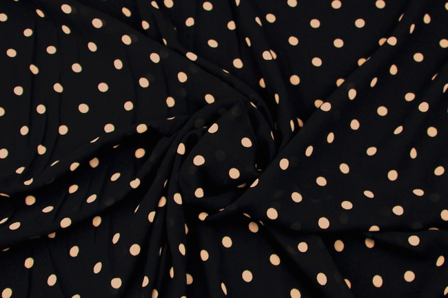 Black with Stone Spots Printed Chiffon