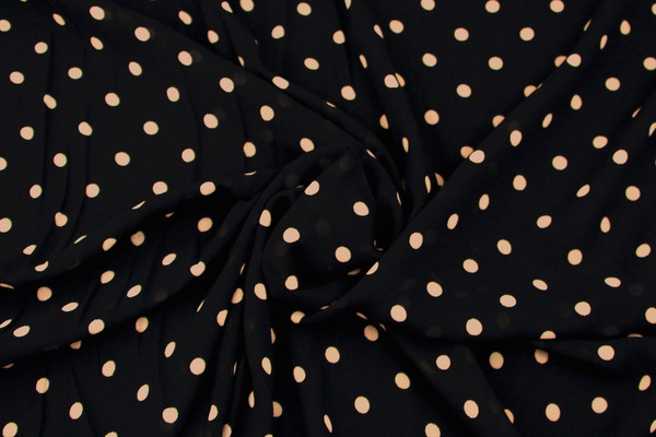 Black with Stone Spots Printed Chiffon