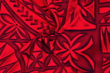 Maroon & Black on Red Pacific Island Design Cotton Dobby