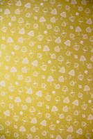 Woodland Toadstools on Mustard Yellow Printed Cotton