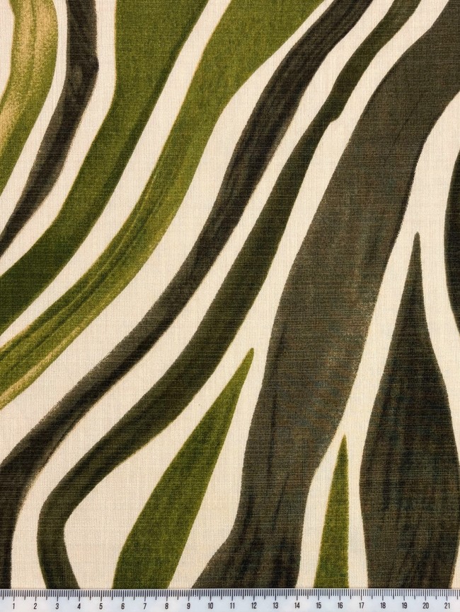 Zebra Print in Greens Printed Bamboo Cotton Blend