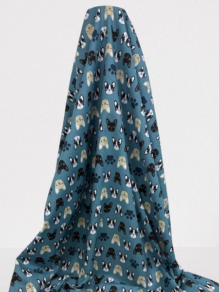 French Bulldogs on Blue Green