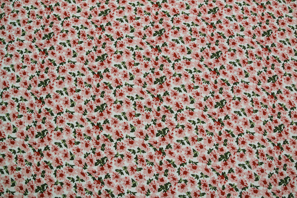 Spring Peach Flowers on Soft White Rayon