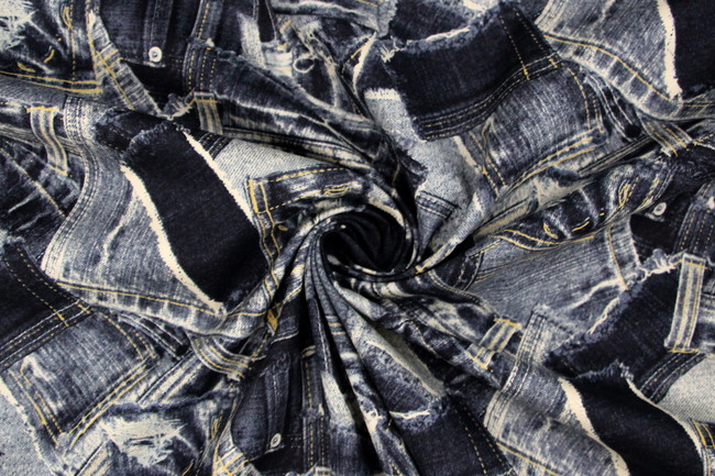 Denim Pockets Japanese Premium Printed Cotton