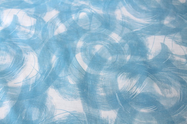 Gentle Blue Swirls Printed Voile