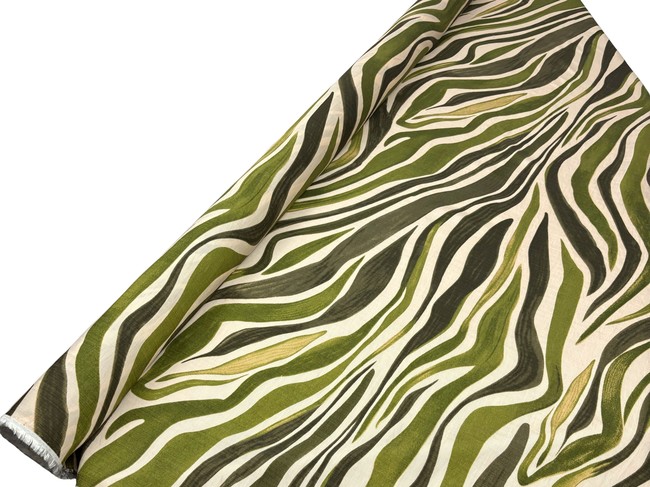 Zebra Print in Greens Printed Bamboo Cotton Blend