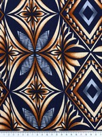 Navy & Browns Diamond Pacific Island Cotton Dobby