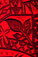 Maroon & Black on Red Pacific Island Design Cotton Dobby