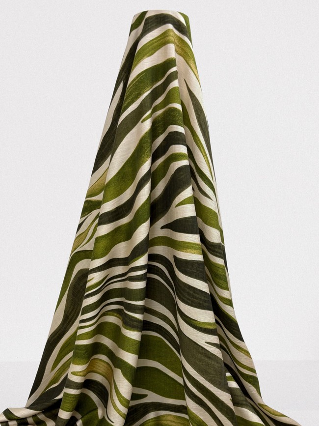 Zebra Print in Greens Printed Bamboo Cotton Blend
