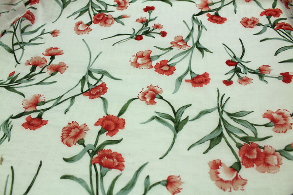 Pretty Carnation Rayon Cotton - White Background