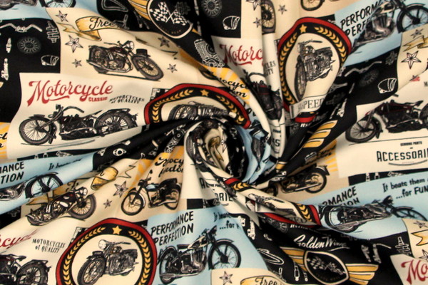Live to Ride Classic Motorcycles Premium Printed Cotton