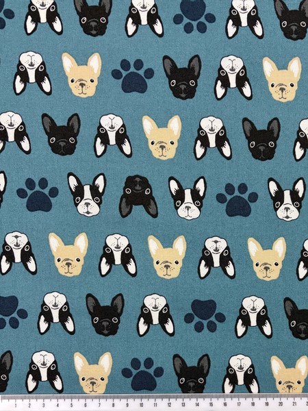 French Bulldogs on Blue Green