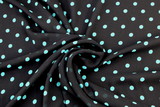 Black with Teal Spots Printed Chiffon