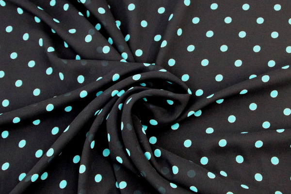 Black with Teal Spots Printed Chiffon