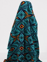 Teal & Orange Diamond Pacific Island Cotton Dobby
