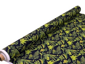 Fern Fronds on Navy Kiwiana Cotton