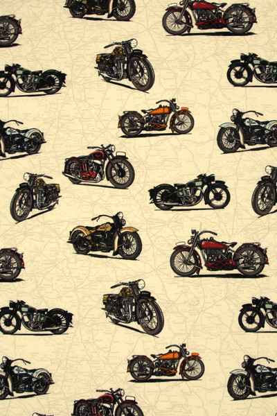 Live to Ride Motocycles on Road Map Premium Printed Cotton