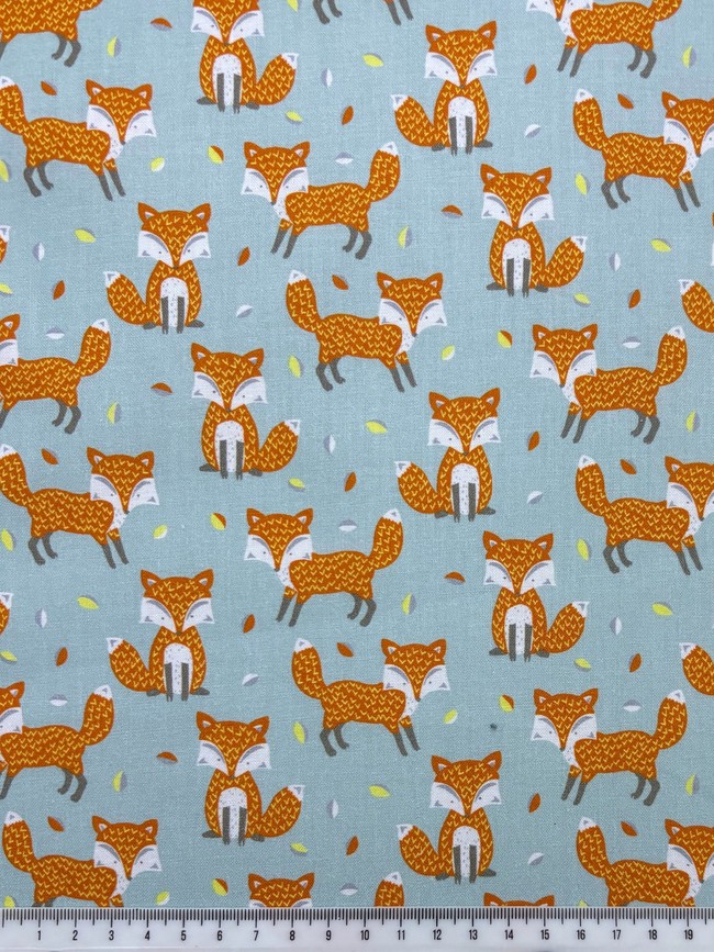 Foxes on Antique Blue