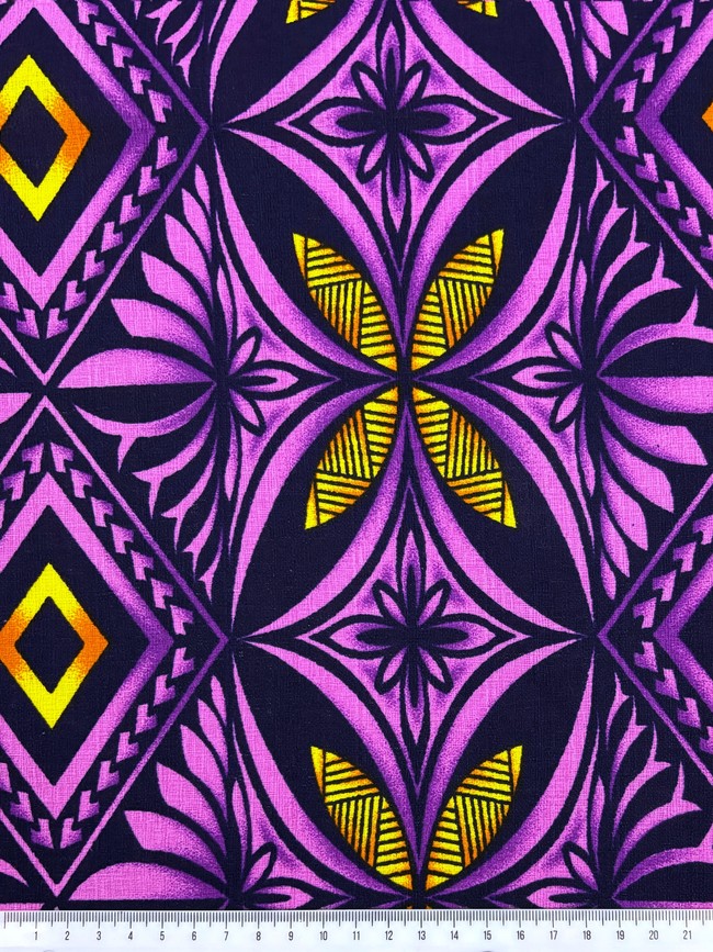 Purple, Pink & Gold Diamond Pacific Island Cotton Dobby