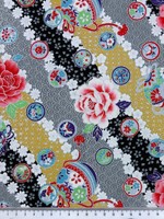 Multi Diagonal Floral with Metallic Silver