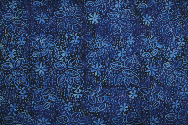 Blue Batik Floral on Navy Toned Cotton